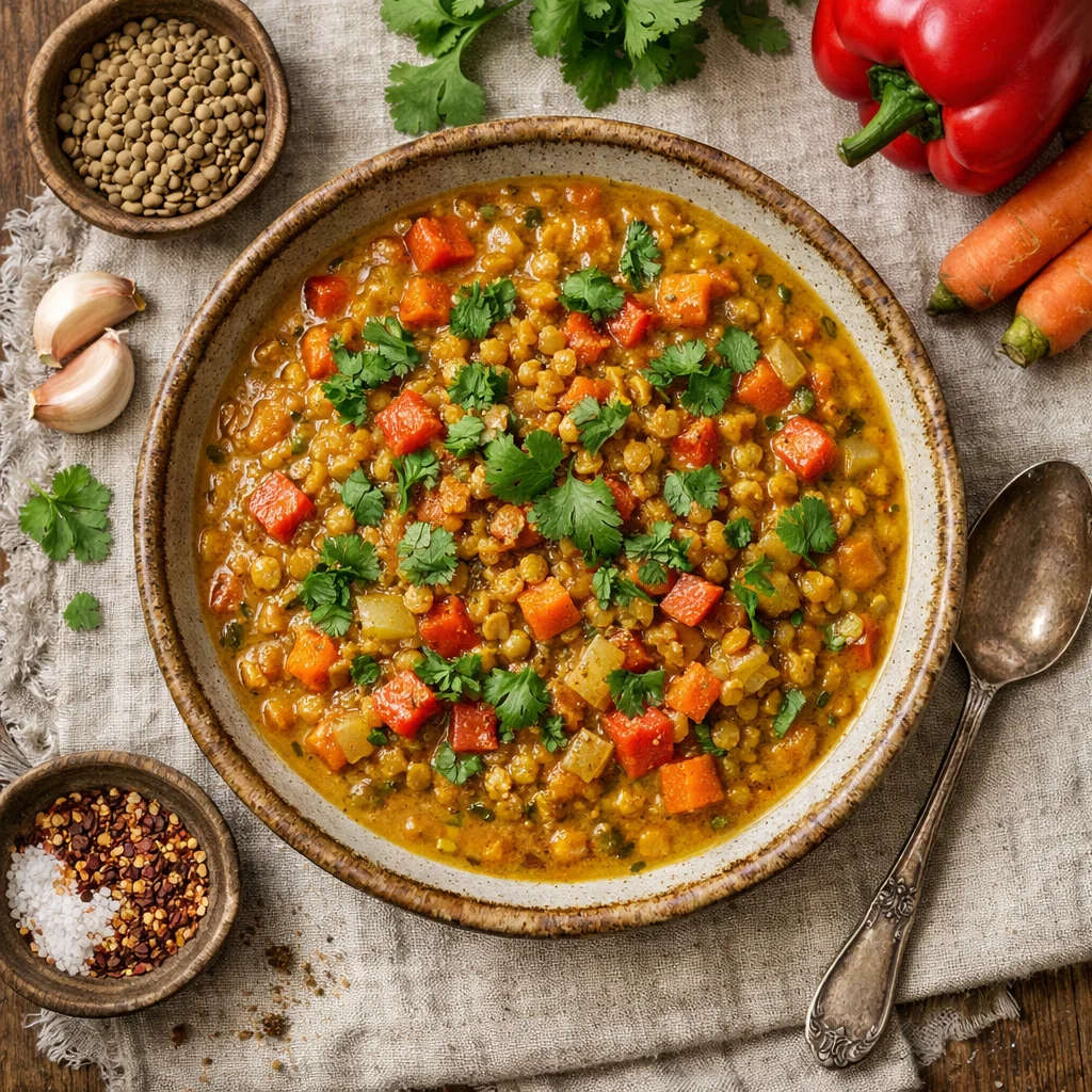 Veganistische Linzen Curry Slowcooker Recept