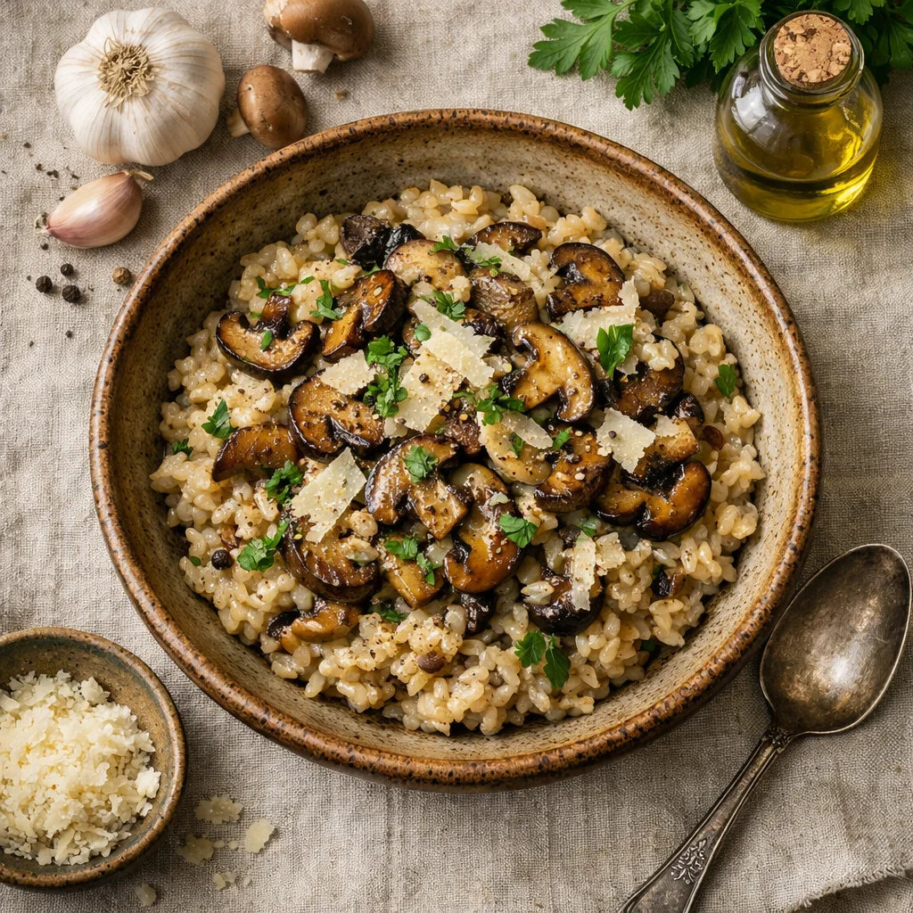 Italiaanse Risotto met Paddenstoelen en Truffel: Een Gezonde Variatie op een Klassieker