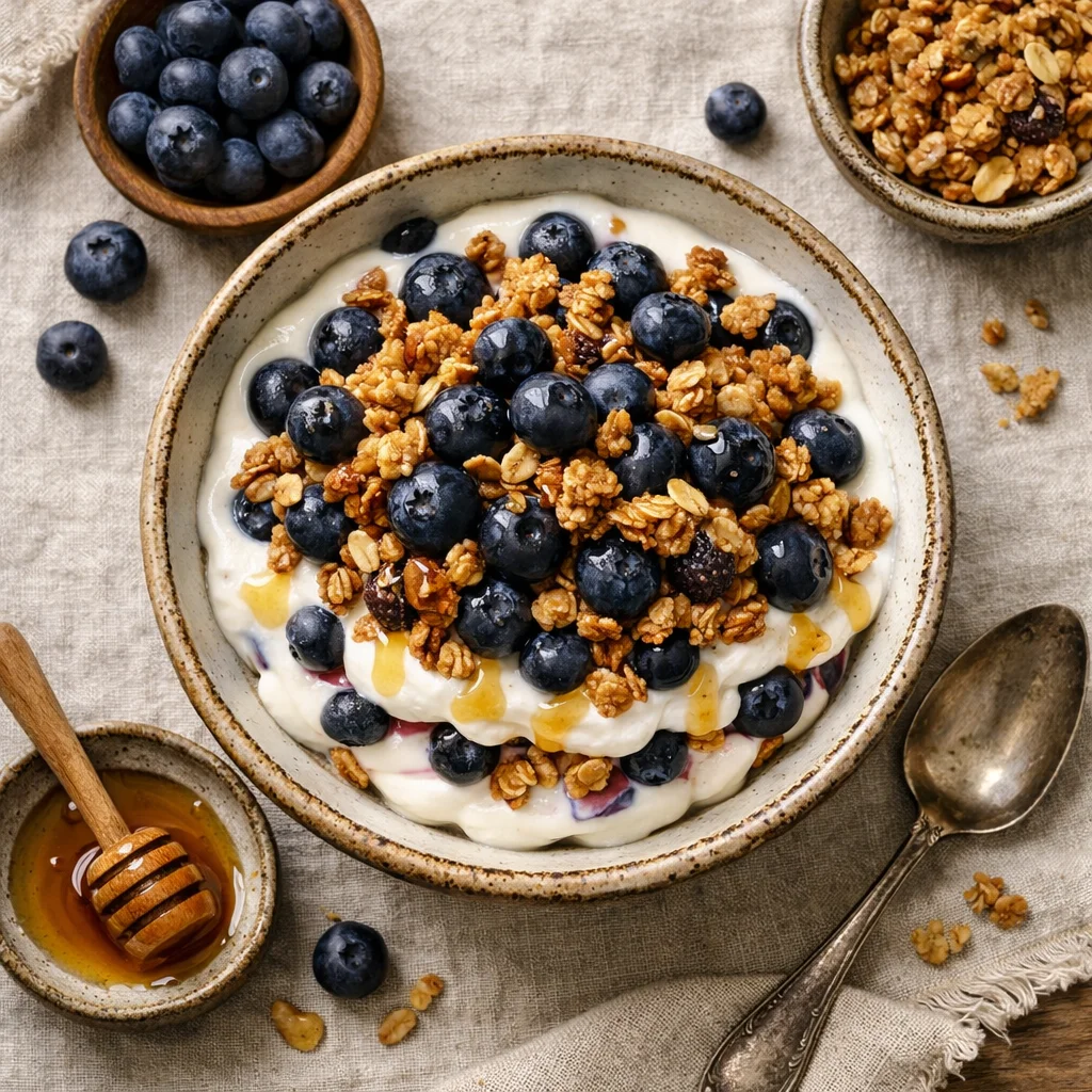 Friszoete Bosbessen Yoghurt Parfait