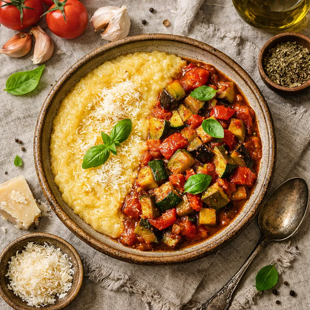 Italiaanse Groentestoof met Polenta