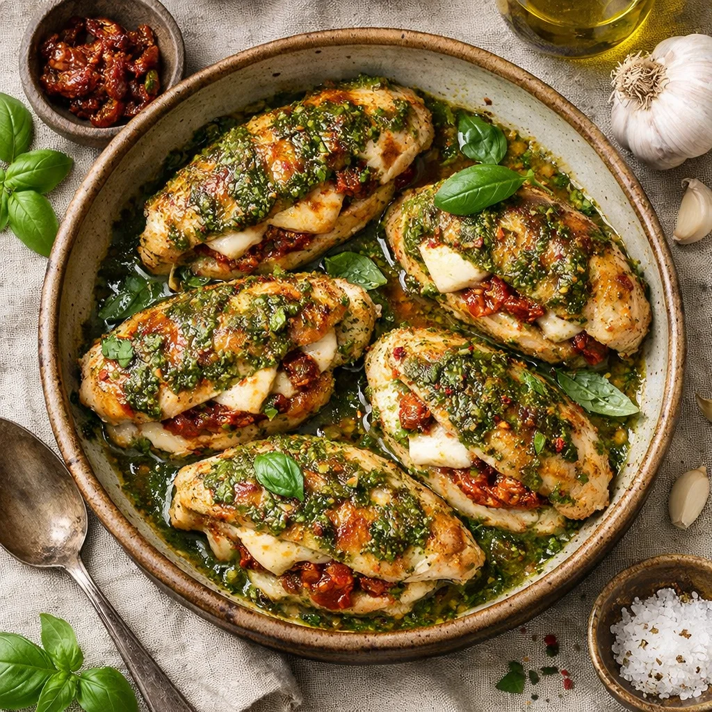 Chef's Special Gevulde Kipfilet met Mozzarella en Zongedroogde Tomaten