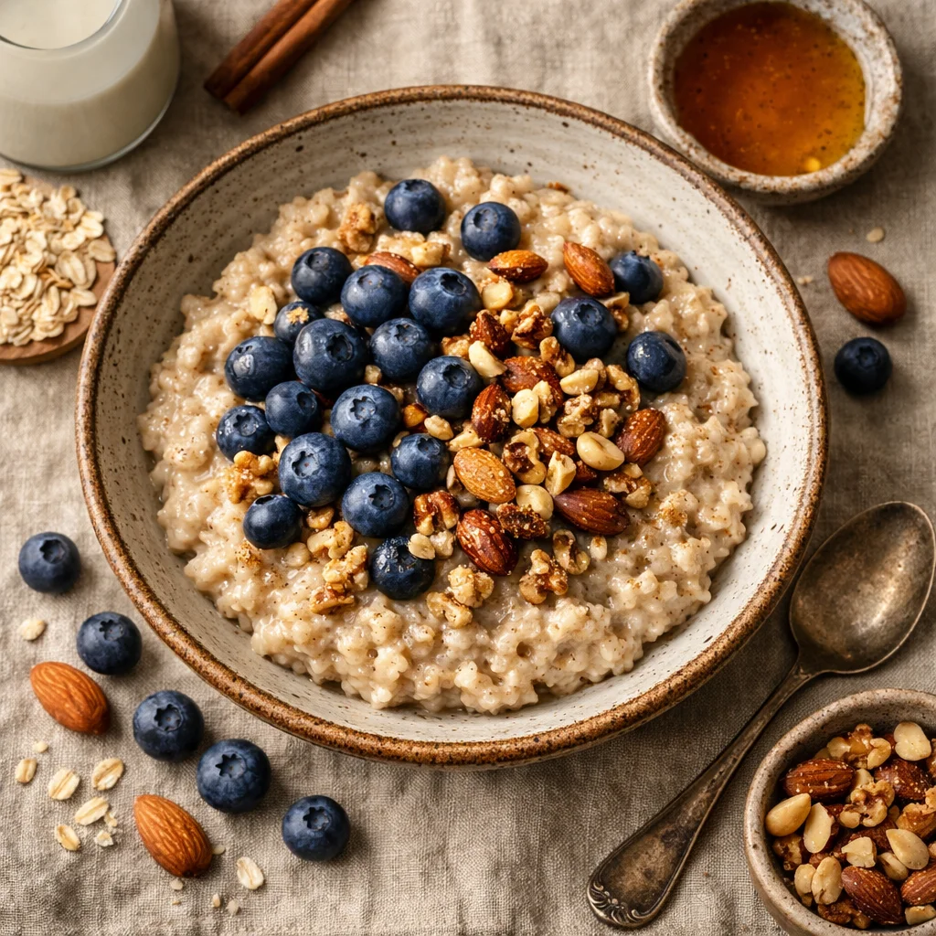 Gezonde Havermoutpap met Bosbessen en Noten