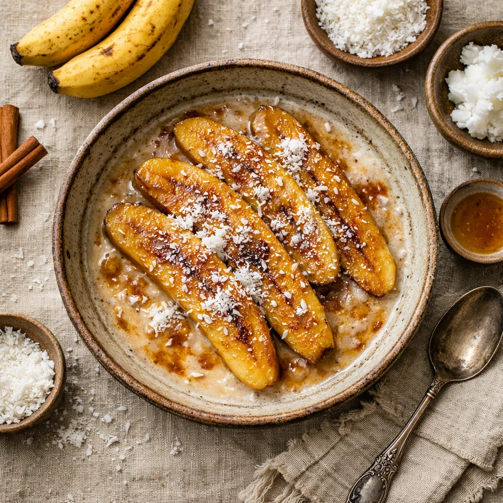 Einfaches veganes Dessert mit Bananen