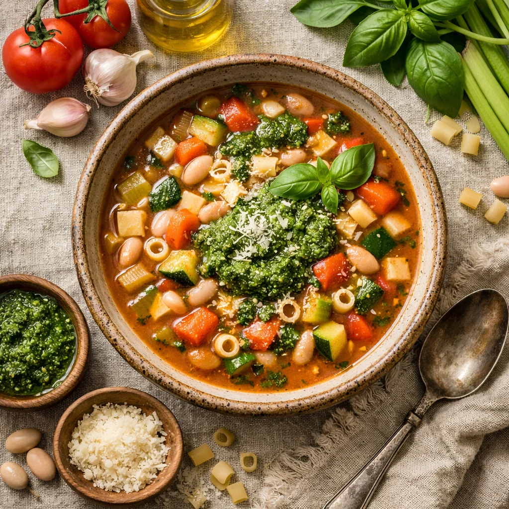 Italiaanse Groentesoep Minestrone met Pesto