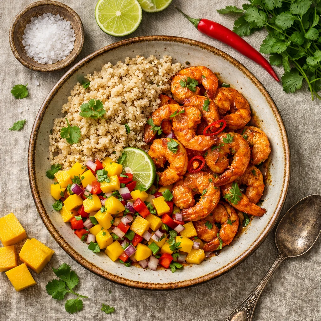 Chef's Special: Pittige Garnalen met Quinoa en Mango Salsa