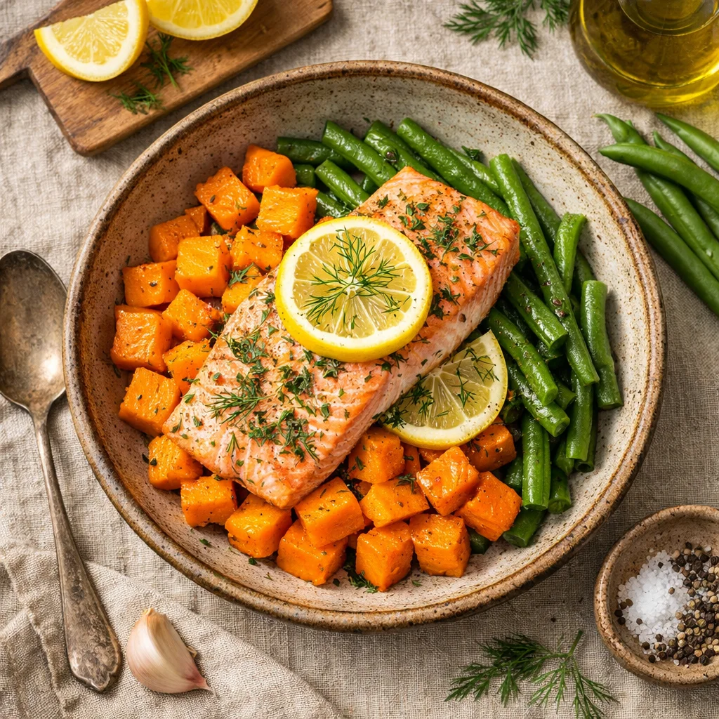 Erfrischende Lachsfilet mit Zitrone und Dill