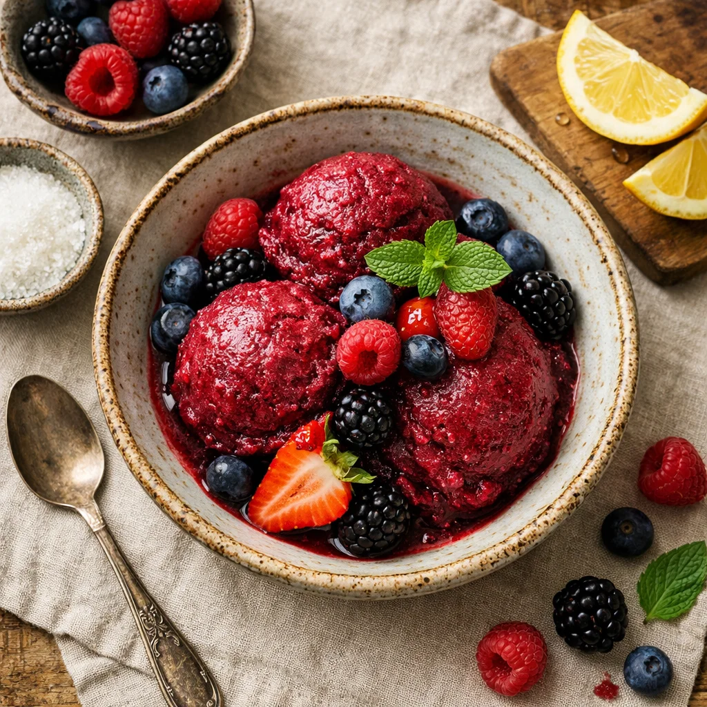 Verfrissende Bosvruchten Sorbet
