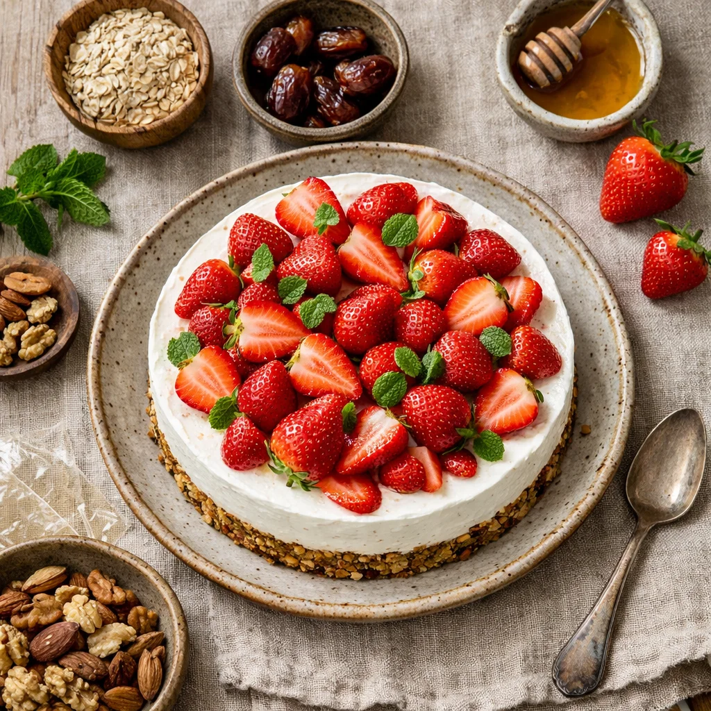 Gezonde Kwarktaart met Verse Aardbeien