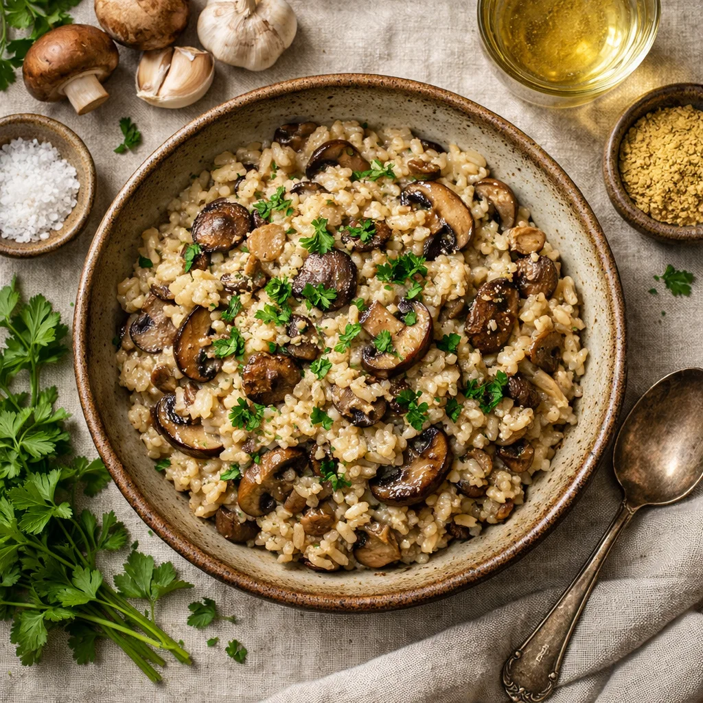 Romige Paddenstoelen Risotto Zonder Room: Zuivelvrij & Heerlijk