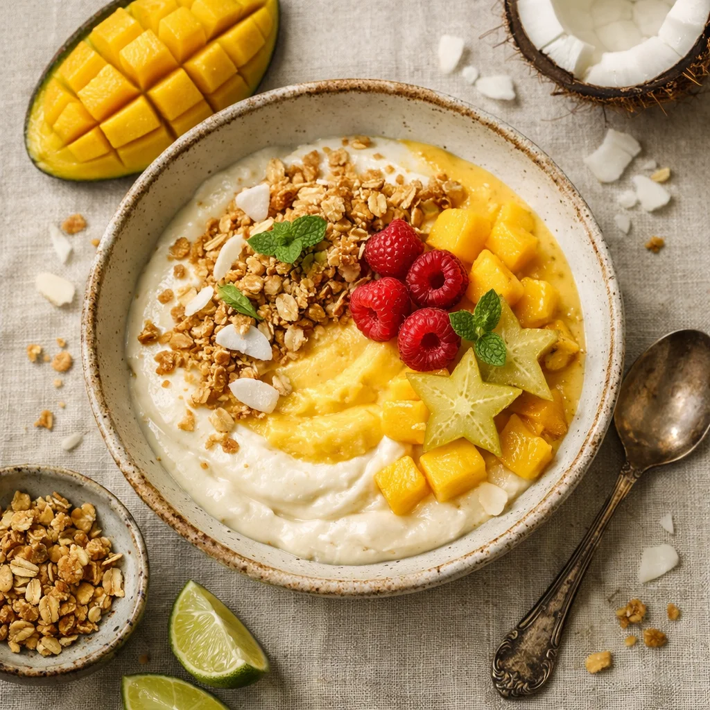 Fruitige Mango-Kokos Parfait