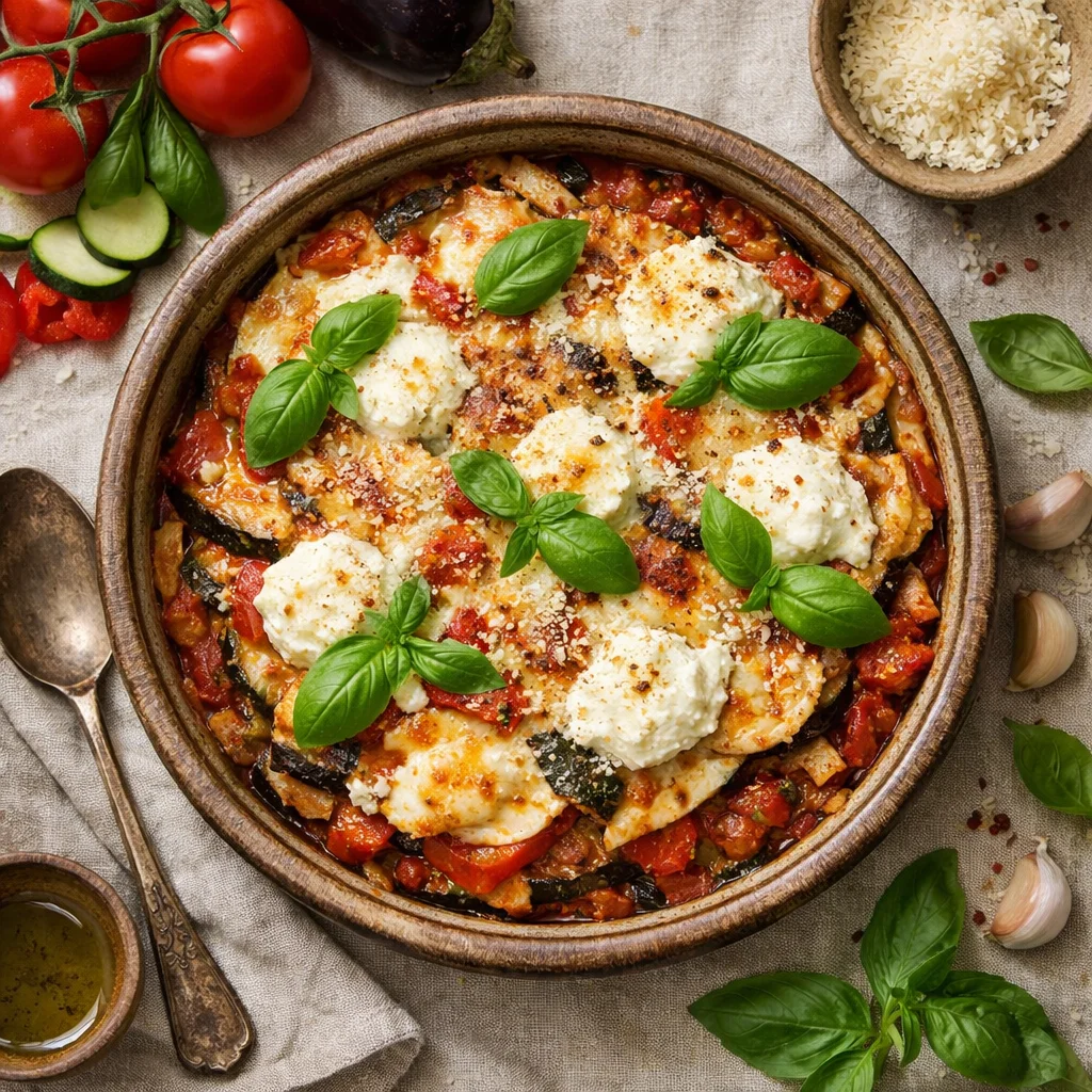 Italiaanse Groentelasagne met Verse Basilicum en Ricotta