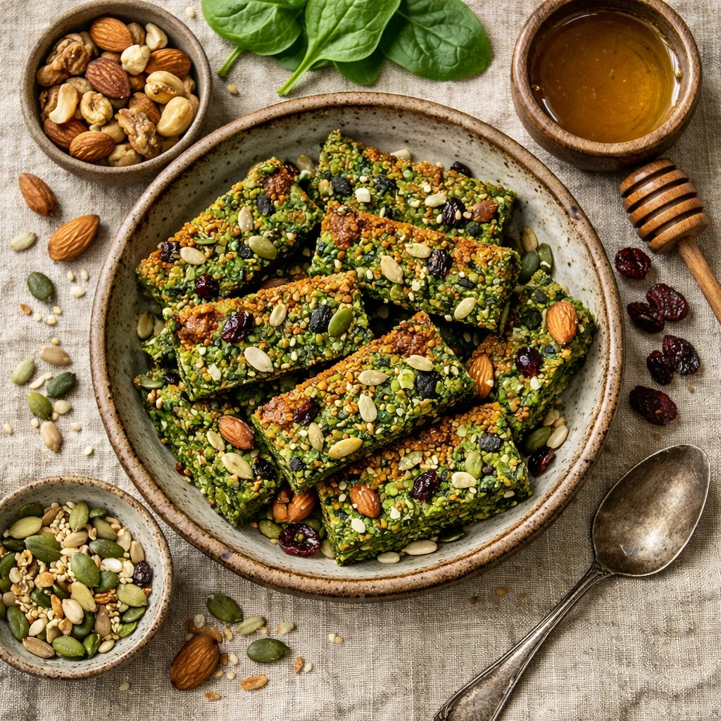 Knapperige Groene Energierepen met Zaden en Noten