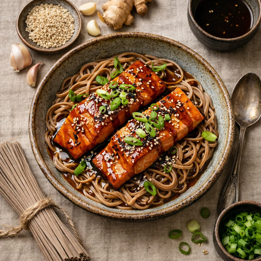 Heerlijke Zalm Teriyaki met Soba Noedels