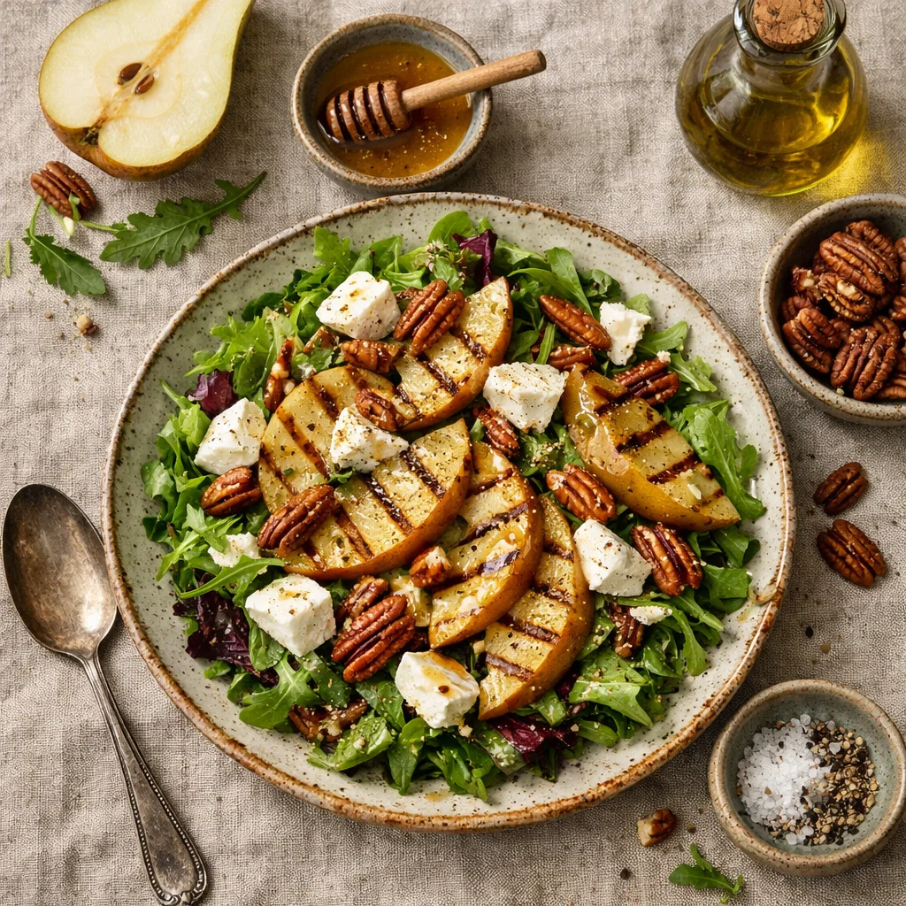 Chef's Special Salade met Gegrilde Peer en Geitenkaas