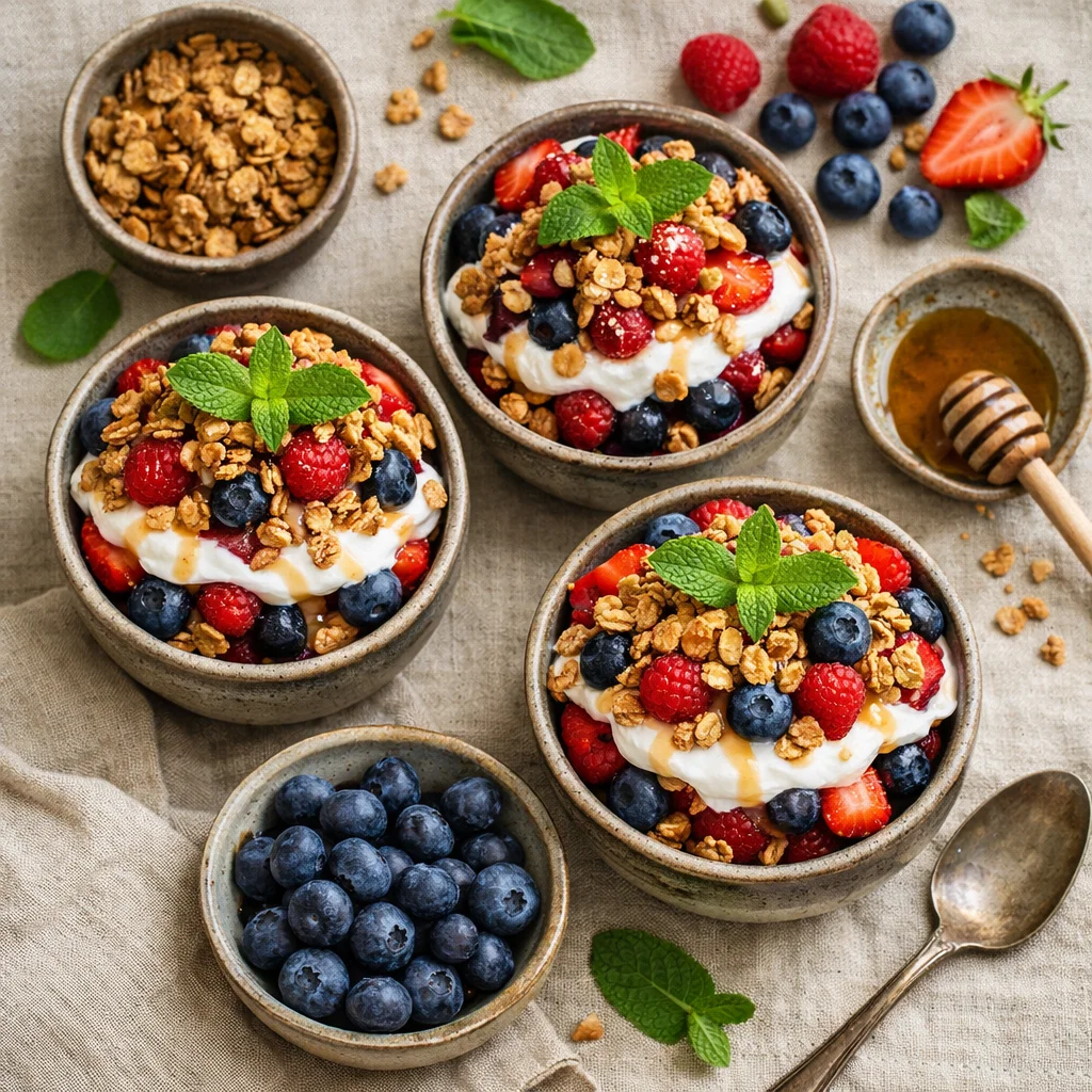 Bessen Trifle met Yoghurt en Granola