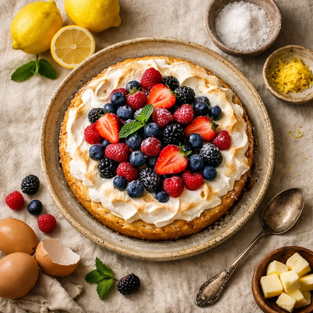 Frisse Citroen-Meringue Taart met Verse Bessen