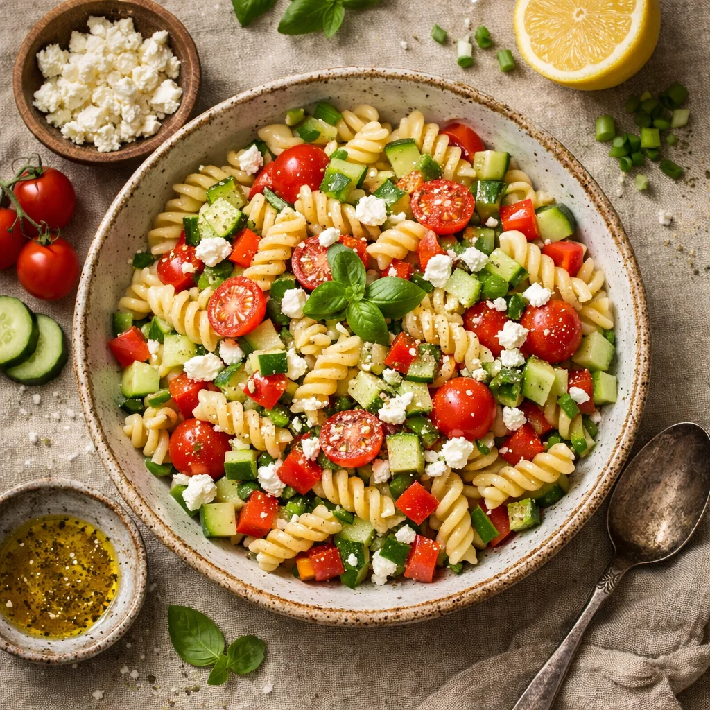Makkelijke koude pastasalade voor de lunch