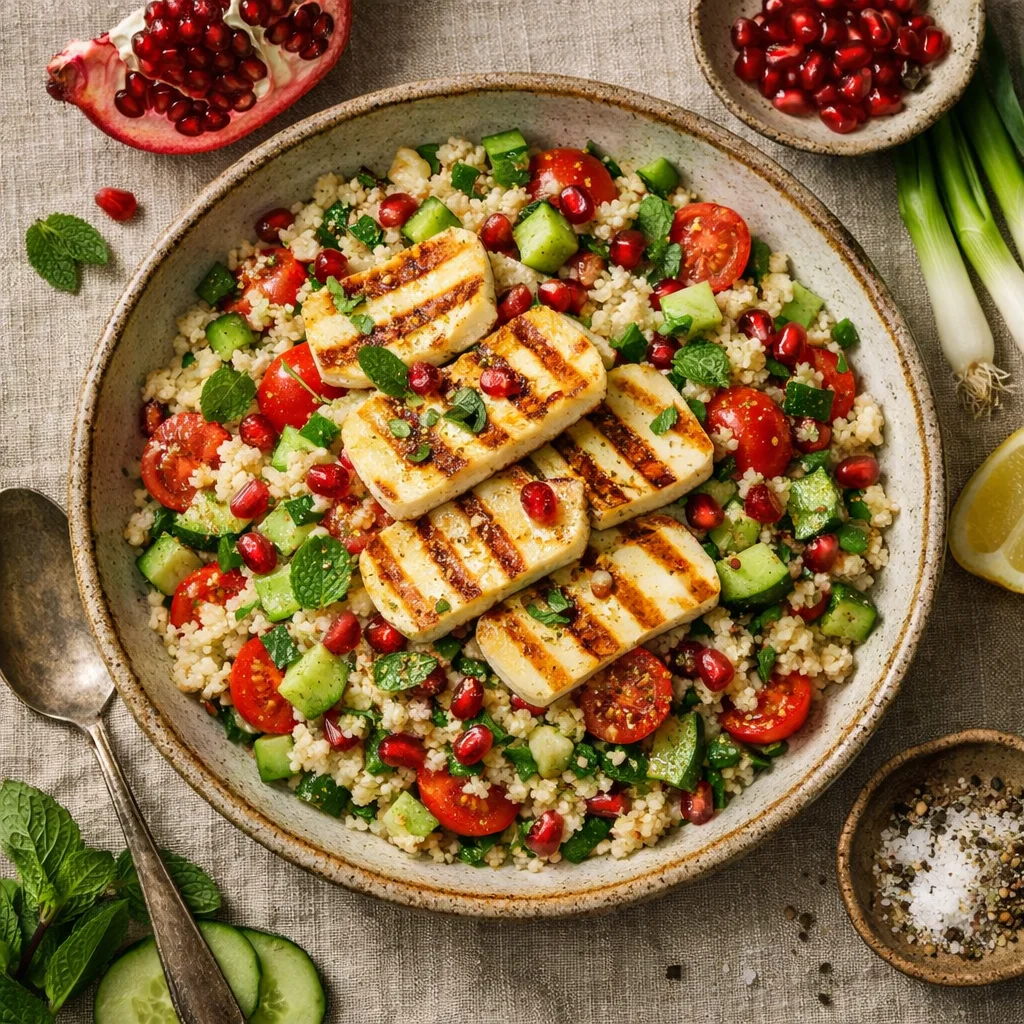Frisse Couscous Salade met Gegrilde Halloumi