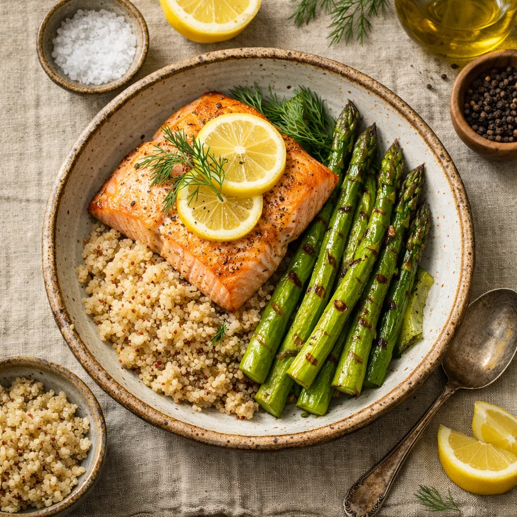 Geroosterde Zalm met Gegrilde Asperges en Quinoa