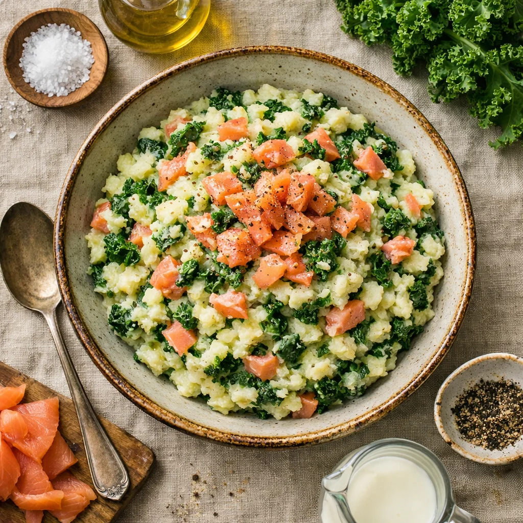 Romige Boerenkoolstamppot met Gerookte Zalm