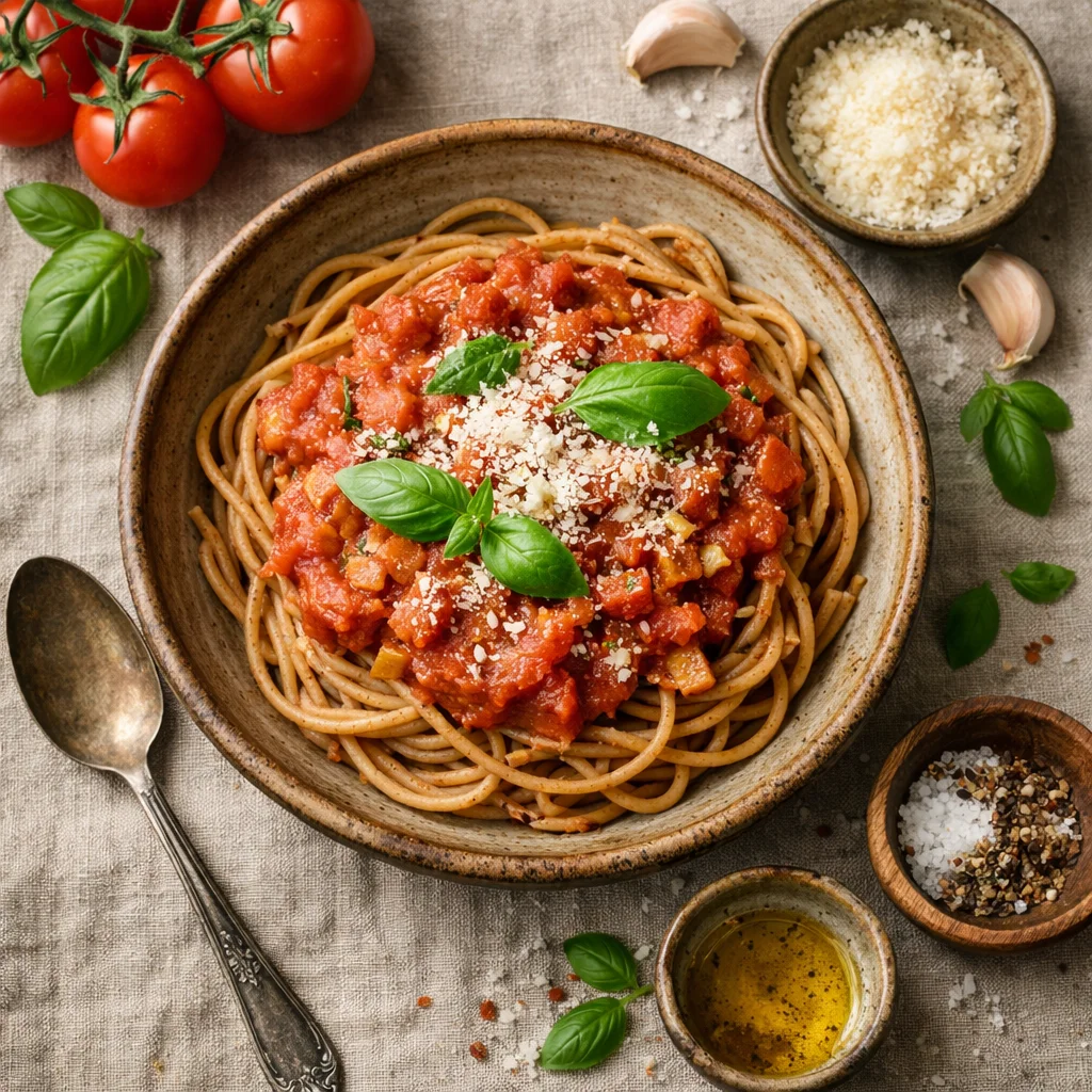 Italiaanse Volkoren Spaghetti met Verse Tomatensaus
