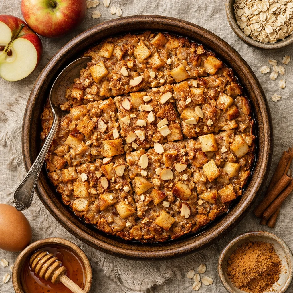 Gezonde Havermout Ontbijttaart met Appel en Kaneel