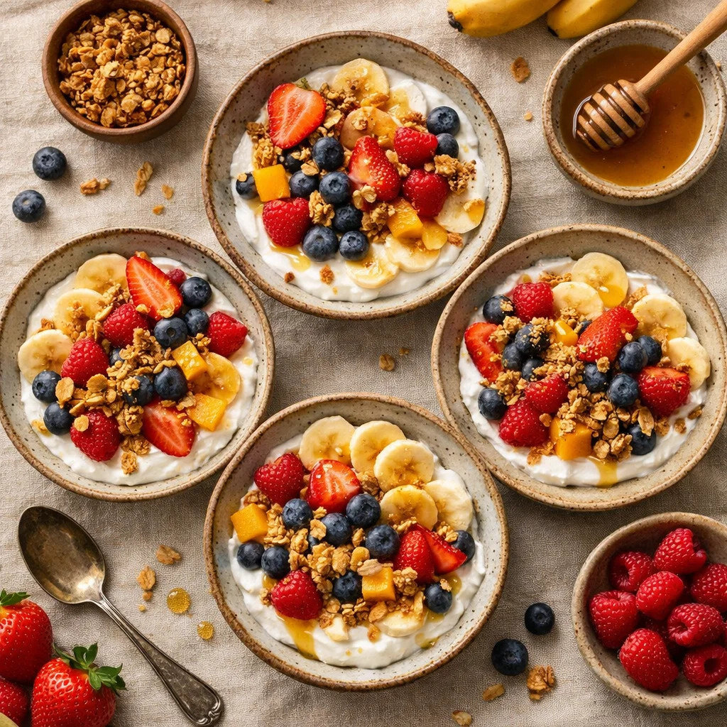 Verkwikkende Griekse Yoghurt en Honing Cups met Vers Fruit