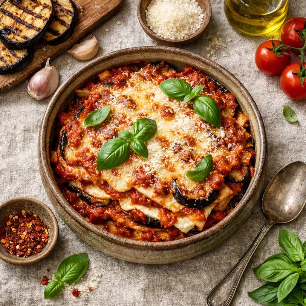 Vegetarische Lasagne met Aubergine en Ricotta
