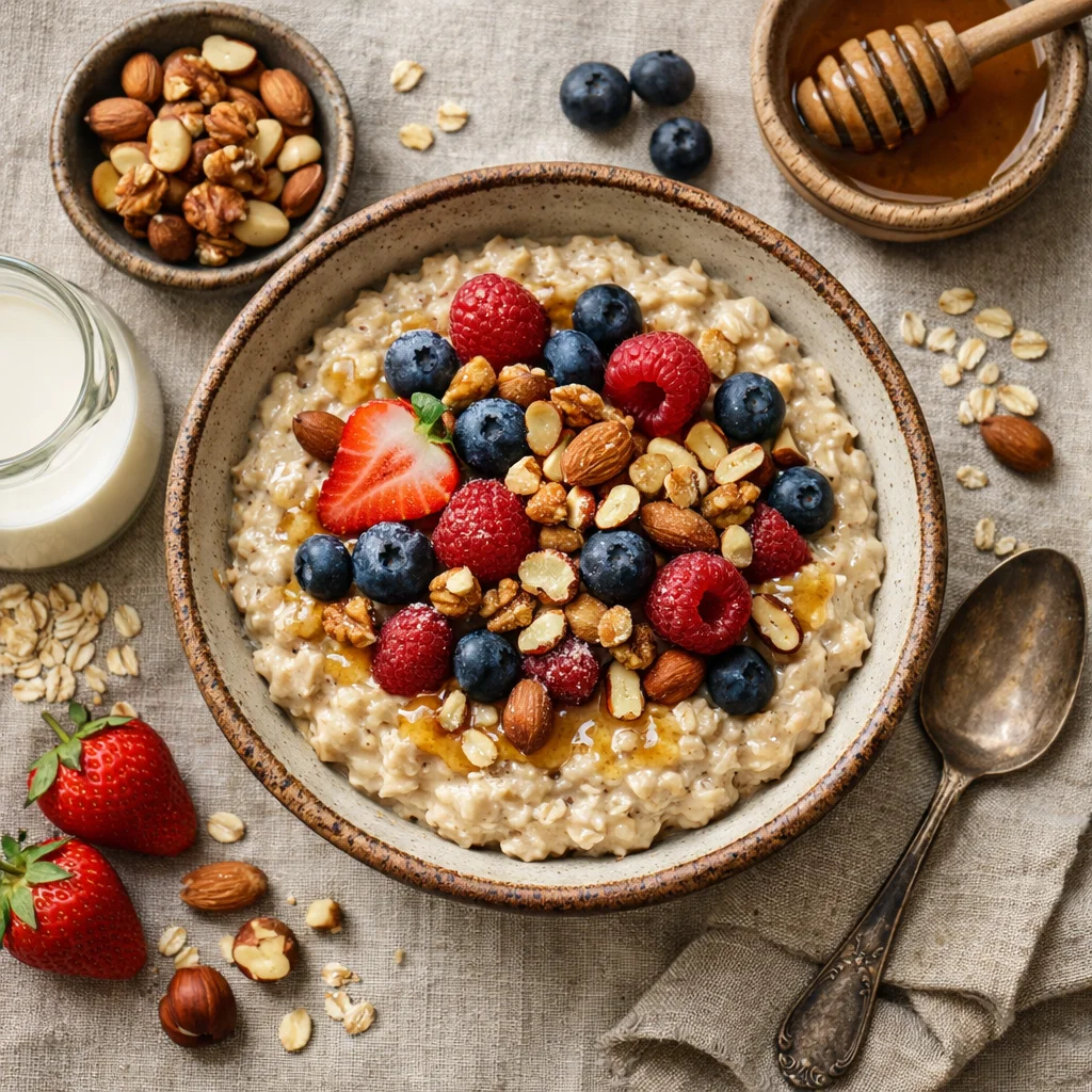 Proteïnerijke Havermoutpap met Bessen en Noten