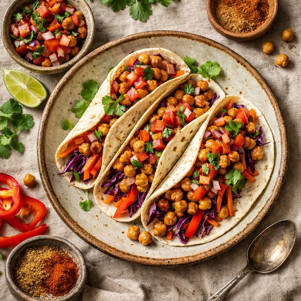 Vrolijke Vega Kikkererwten-Taco's