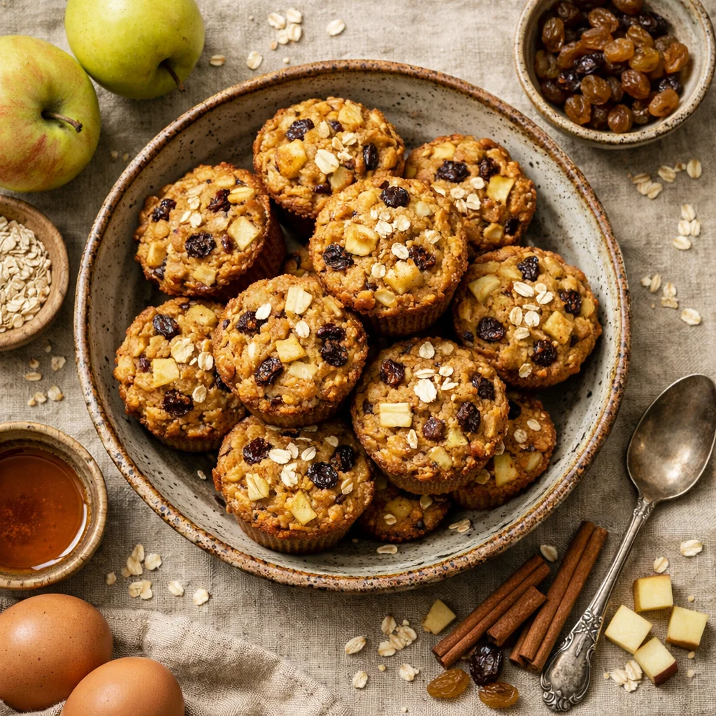 Gezonde Havermout Muffins met Appel en Rozijnen