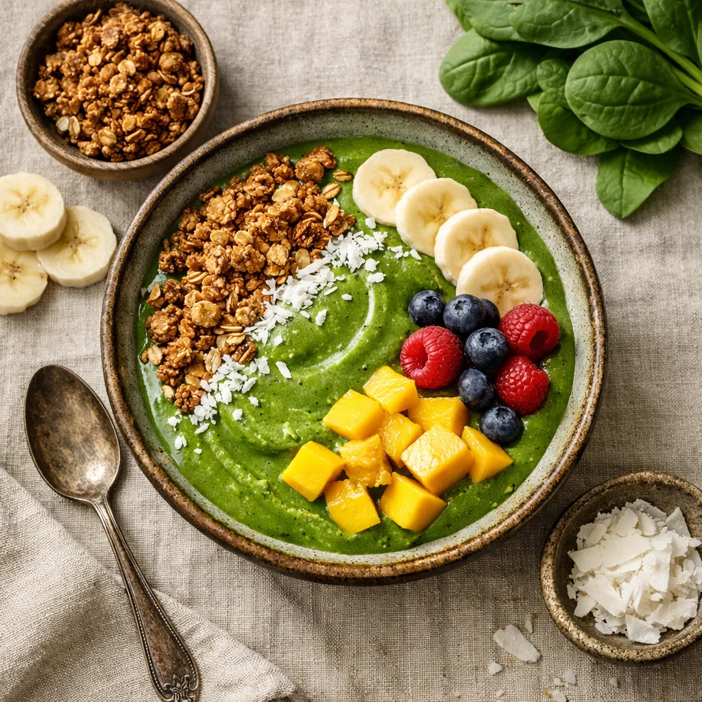 Frisse Smoothiebowl met Spinazie en Mango