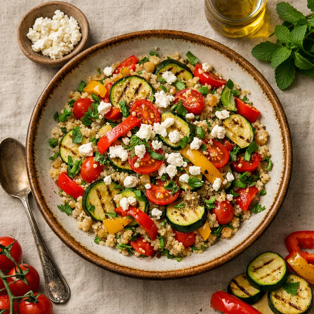 Frisse Quinoa Salade met Gegrilde Groenten en Feta