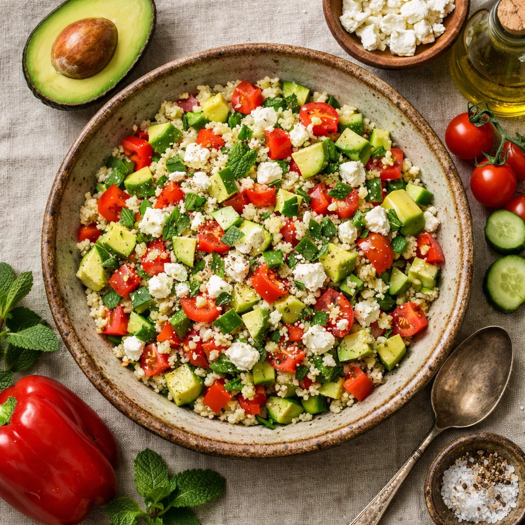 Frisse Couscous Salade met Avocado en Feta