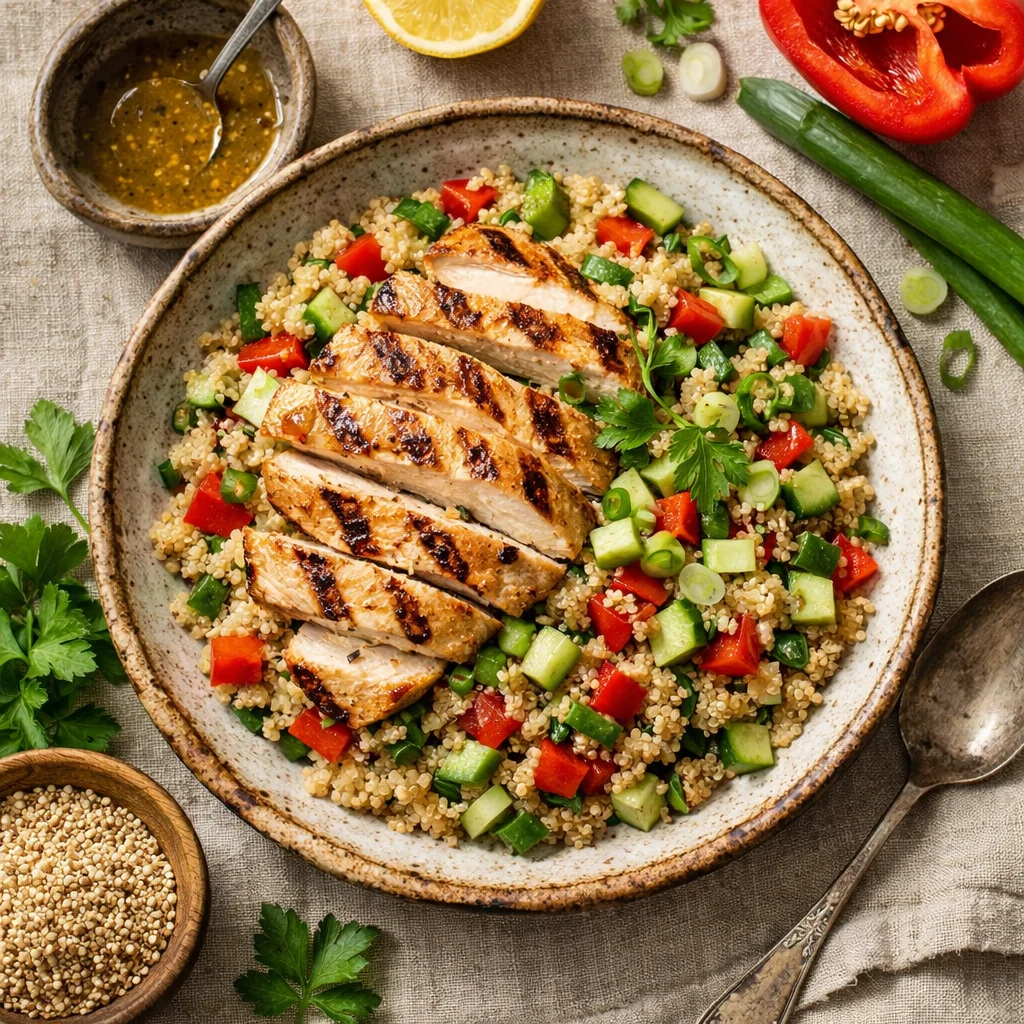 Verkwikkende Quinoa Salade met Gegrilde Kip