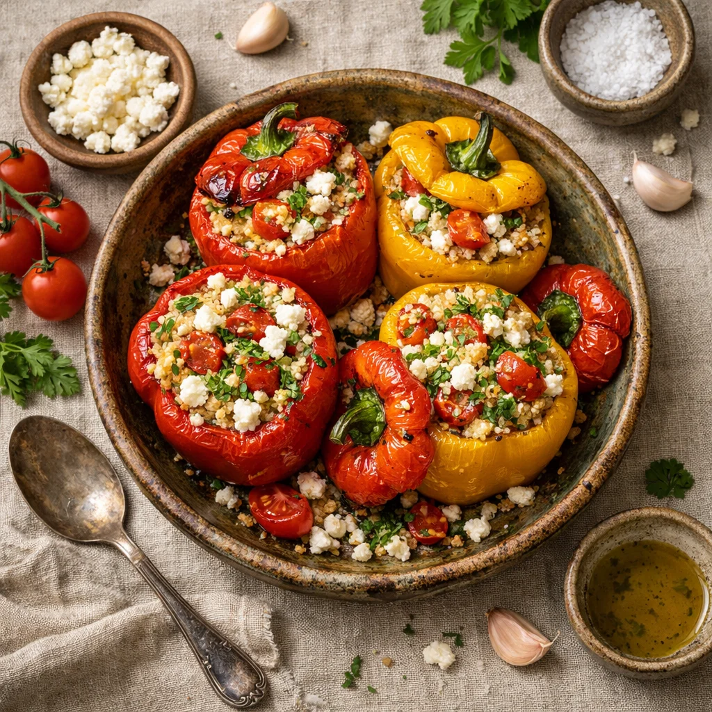 Leckere Gefüllte Paprika mit Couscous und Feta