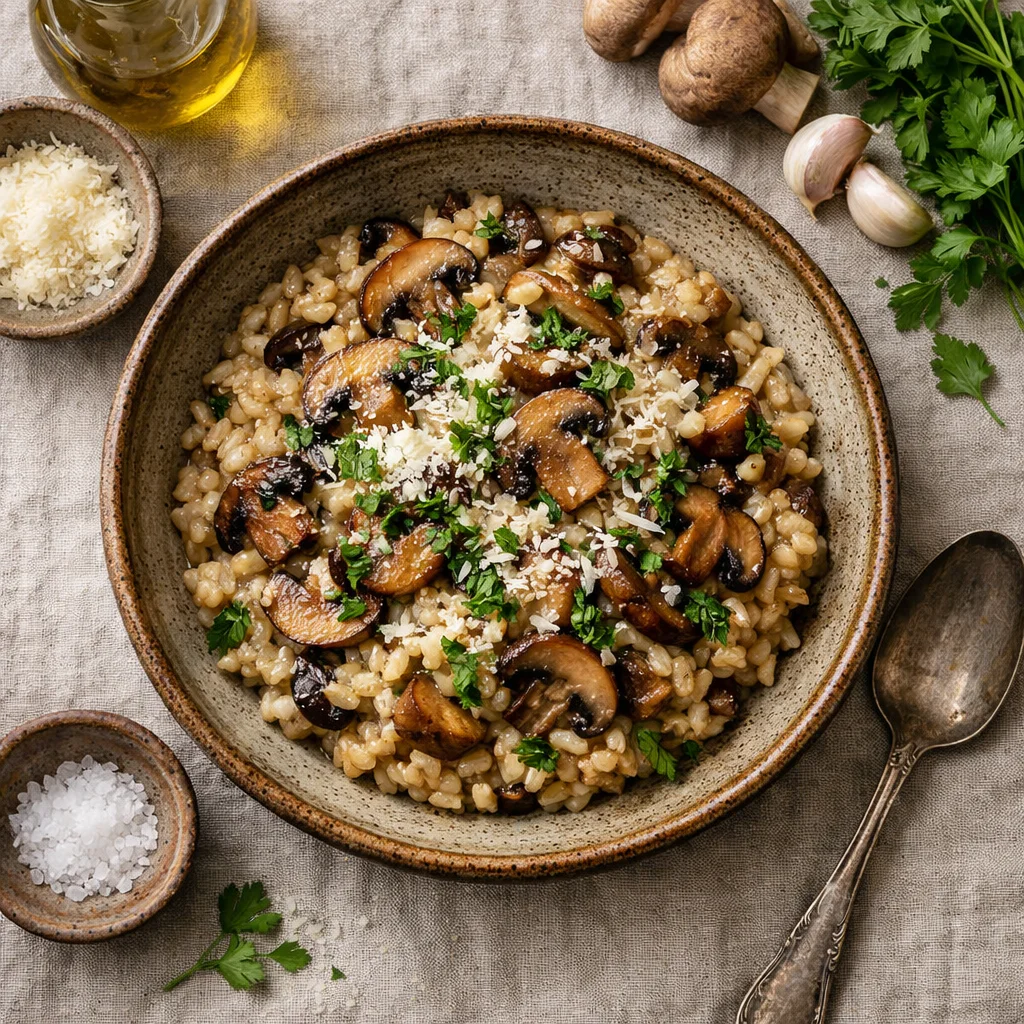 Risotto met Paddestoelen en Parmezaanse Kaas