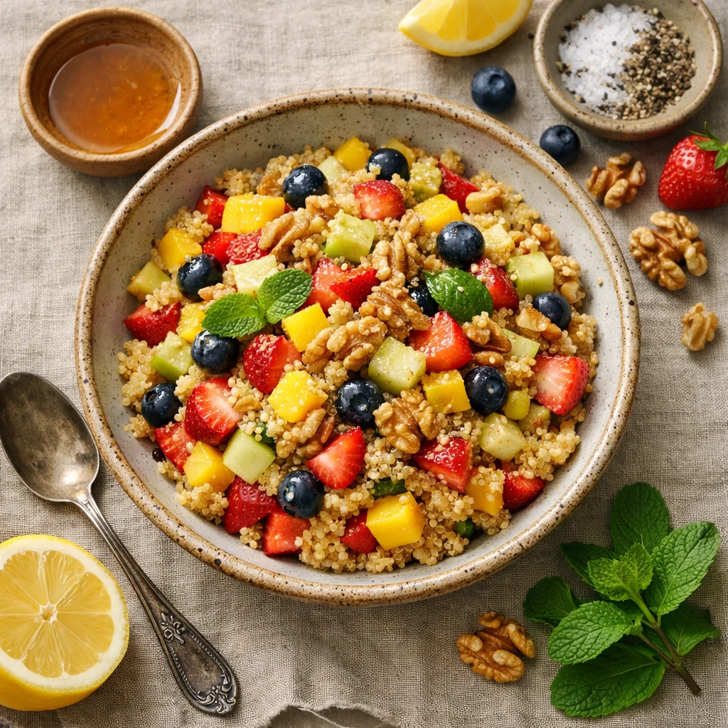 Fruitige Quinoa Salade met Honing-Citroen Dressing