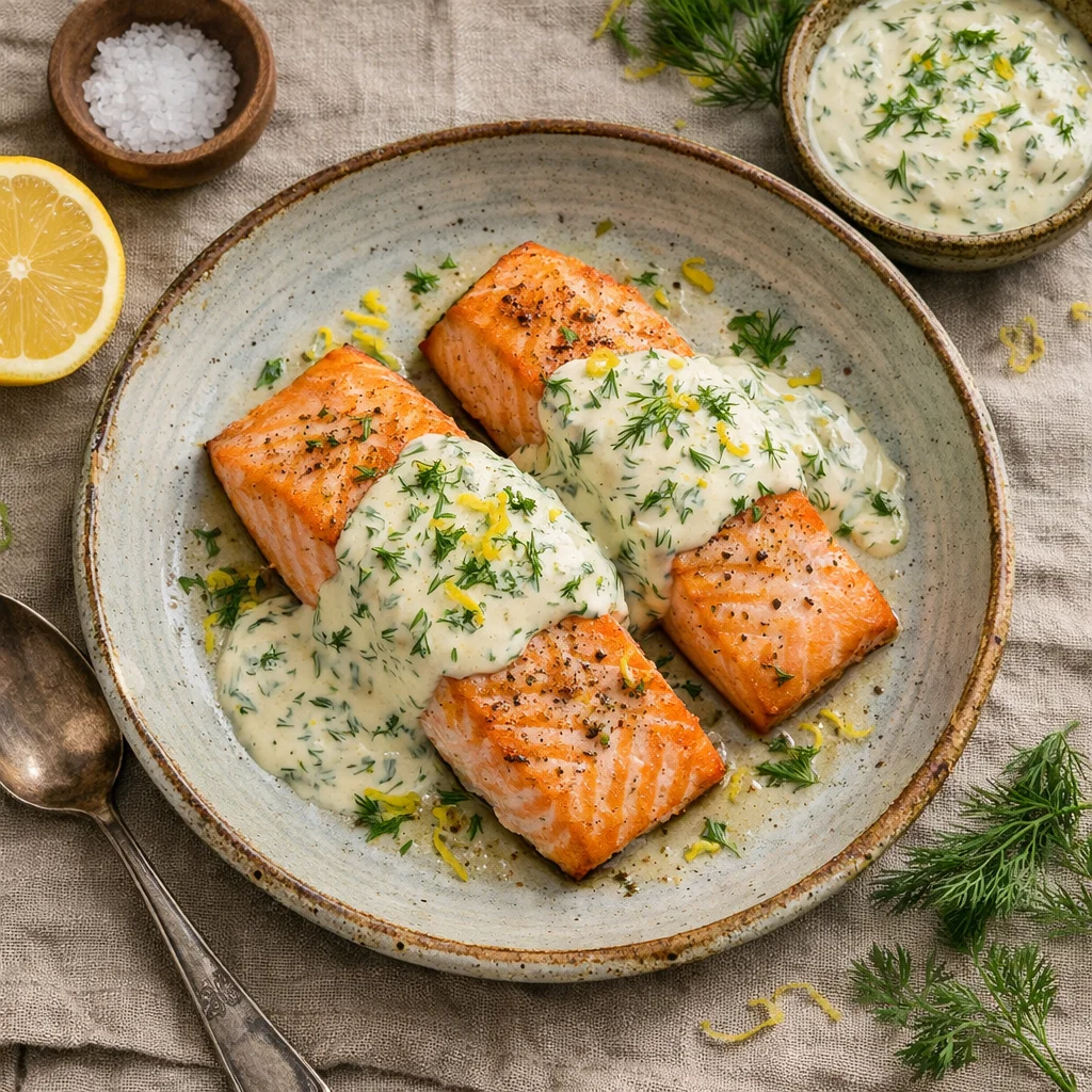 Verse Zalmfilet met Huisgemaakte Dille-Citroensaus