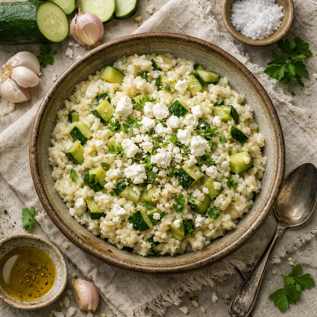 Romige Courgette Risotto met Feta