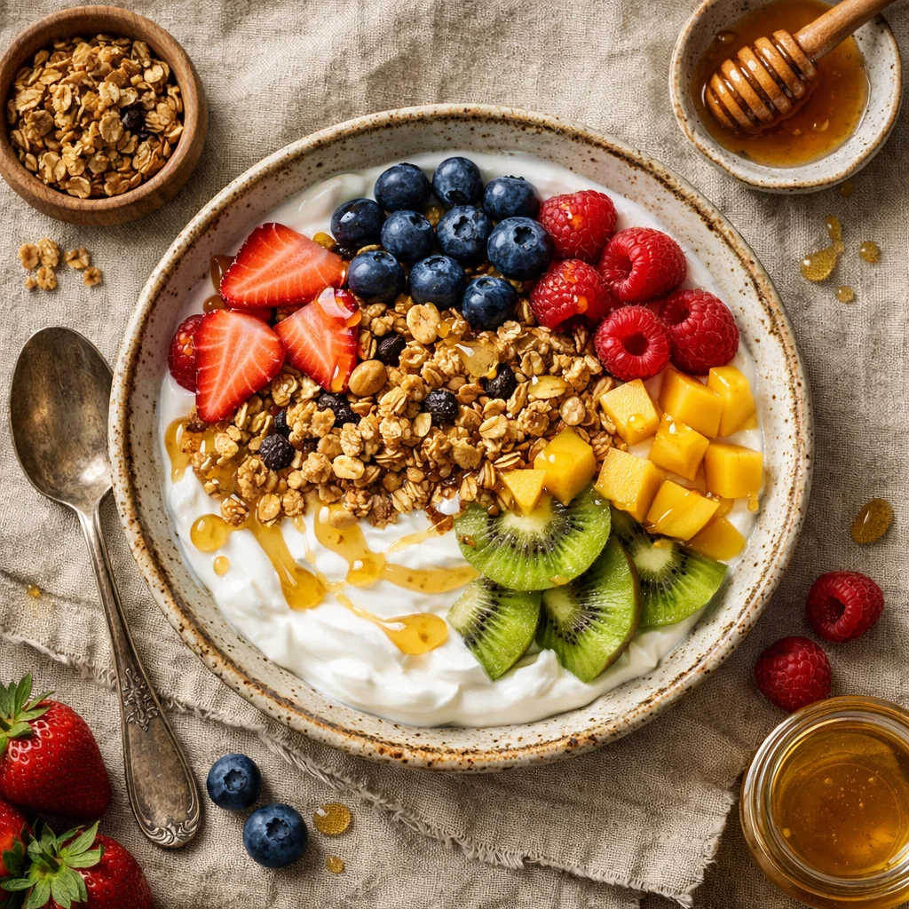 Frisse Yoghurt met Verse Vruchten en Granola