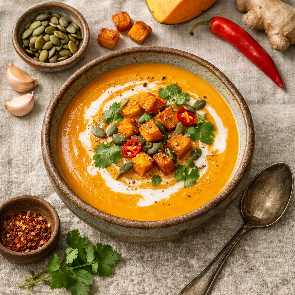 Receita de Sopa de Abóbora Vegana com Leite de Coco