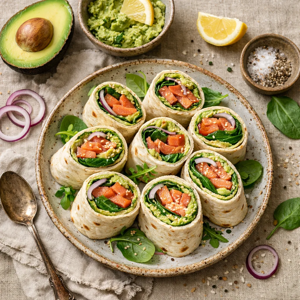 Verse Zalm Wraps met Avocado en Spinazie