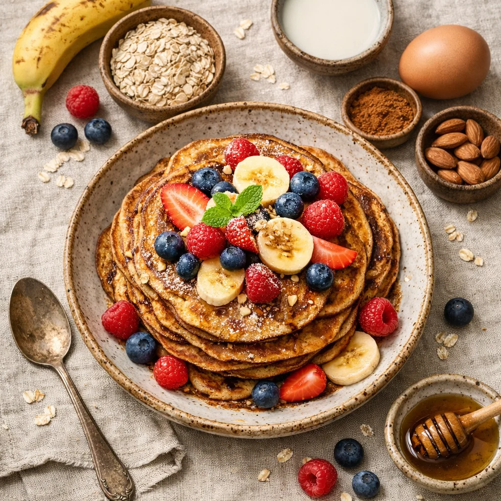 Luchtige Havermoutpannenkoeken met Vers Fruit