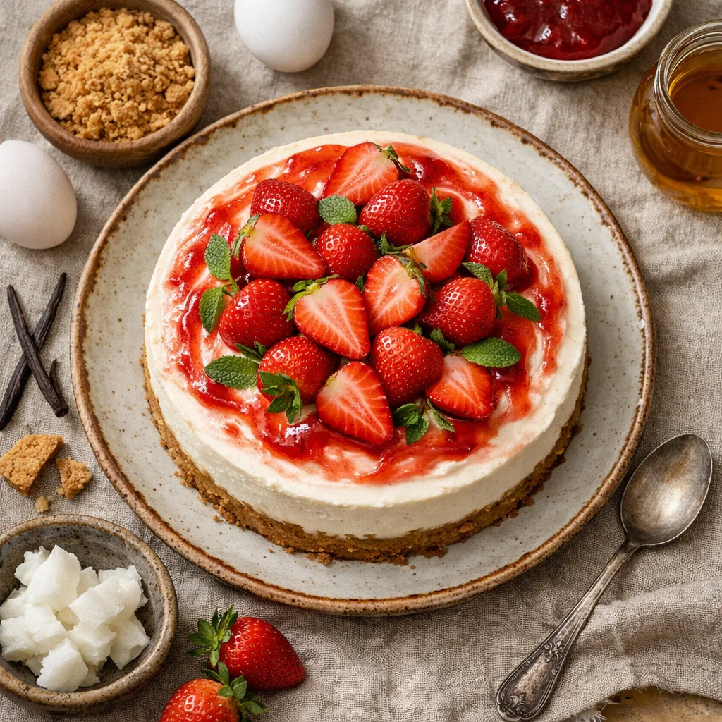 Lactose-Free Strawberry Cheesecake for Easter