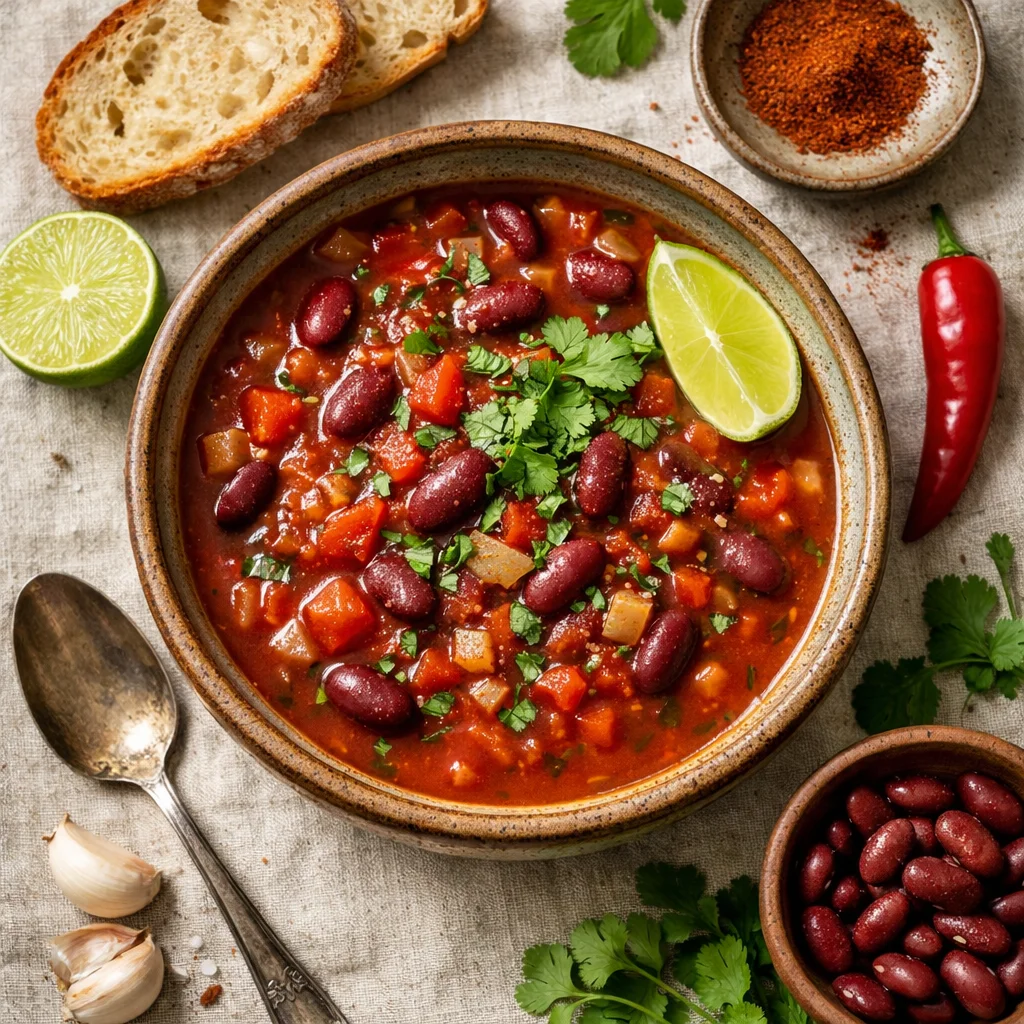 Verwarmende Veganistische Mexicaanse Bonensoep voor de Winter