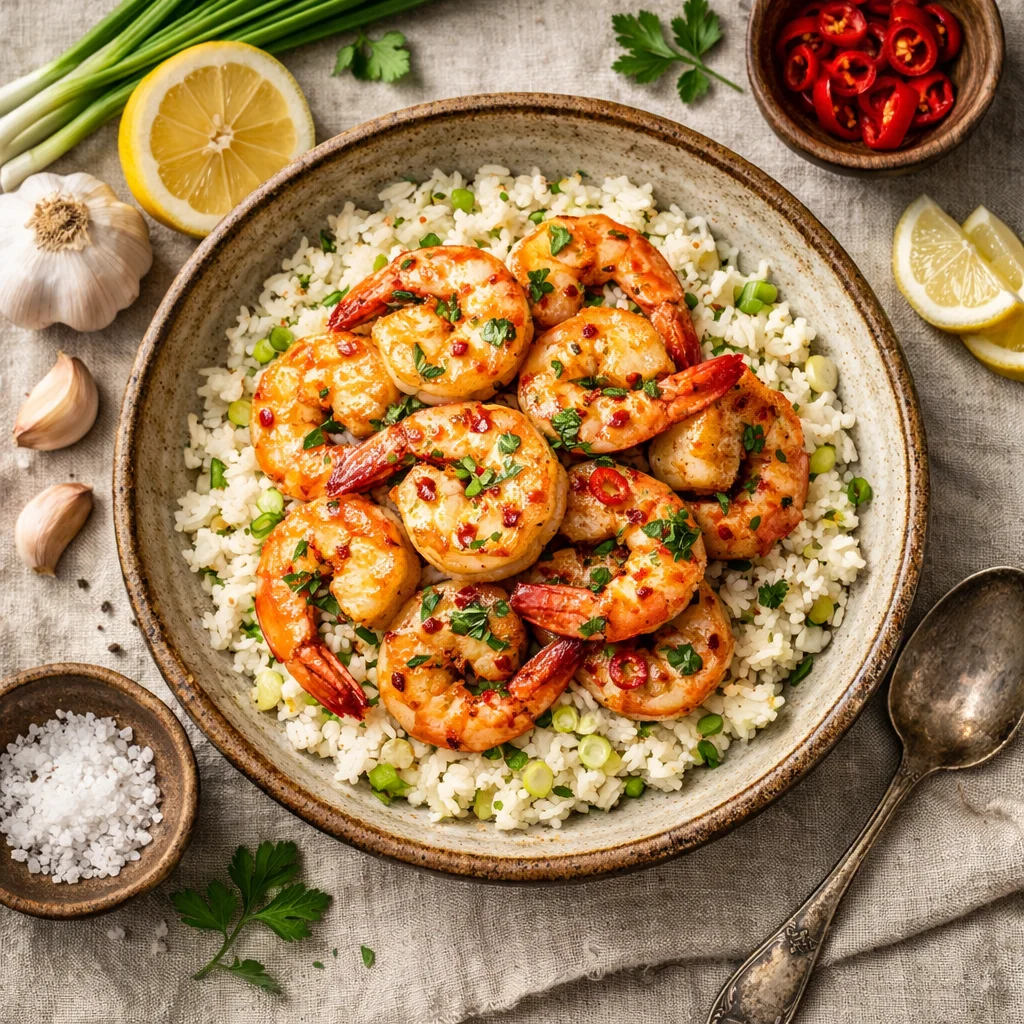 Chef's Special: Pittige Gamba's met Knoflook-Citroenrijst