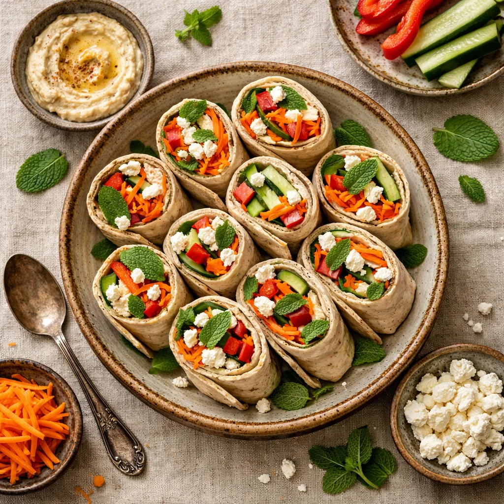 Gezonde Snack Wraps met Hummus en Groente