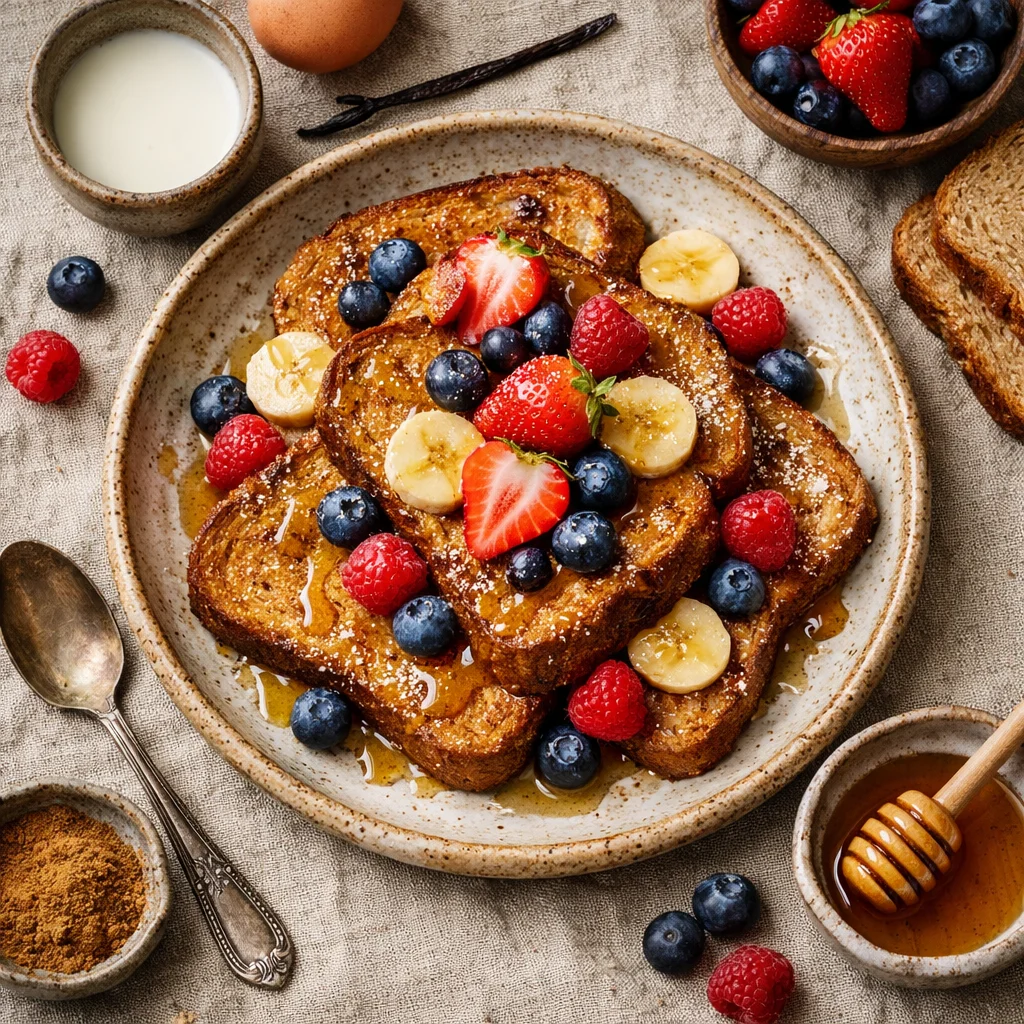 Verrukkelijke Volkoren Wentelteefjes met Vers Fruit en Honing