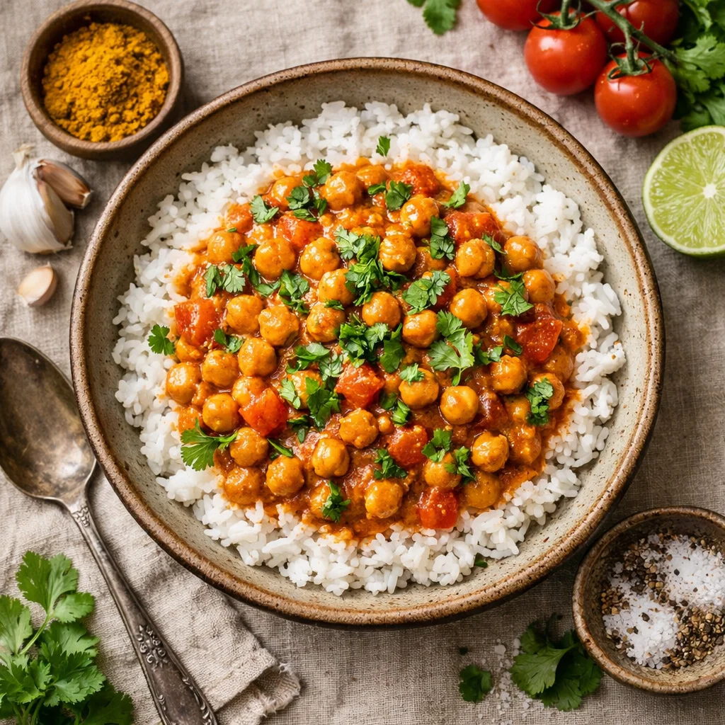 Knapperige Kikkererwtencurry met Verse Koriander